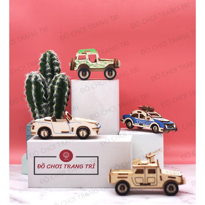 Đồ chơi lắp ráp gỗ 3D - Mô hình XE - Trang trí tiểu cảnh