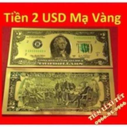 [RẺ NHẤT SHOPEE] Tờ 2 và 100 USD Mạ Vàng Plastic số seri Lộc Phát 68688686 làm quà lưu niệm, phong thủy