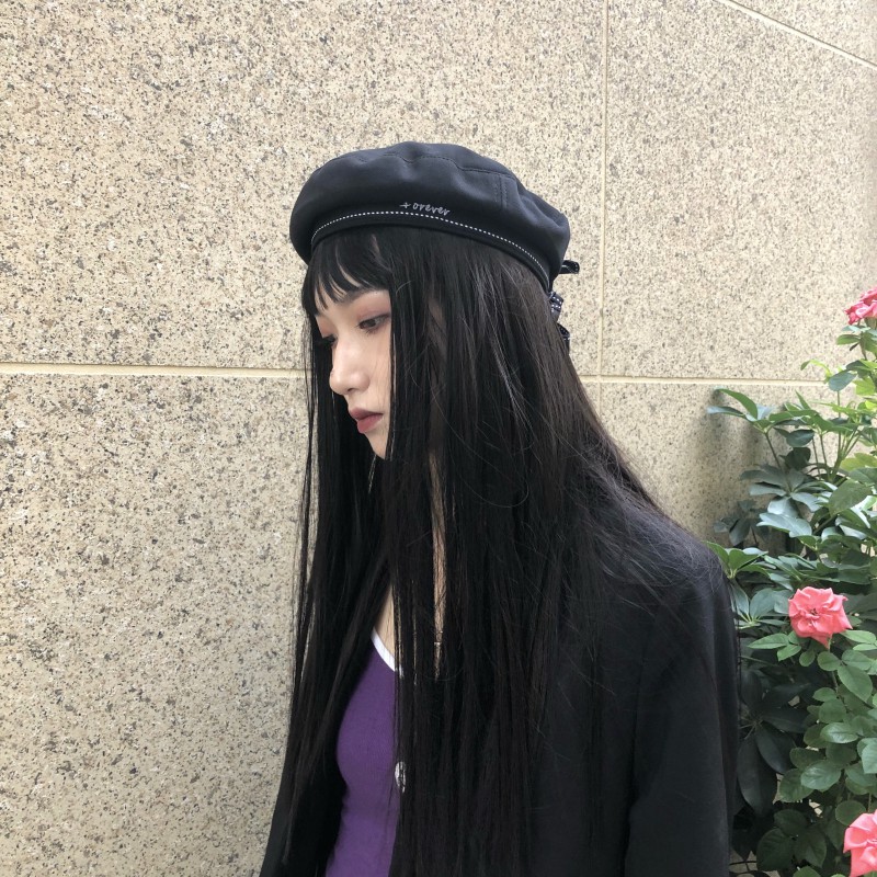 Mũ Beret Đính Nơ In Chữ Phong Cách Hàn Quốc Cho Nữ
