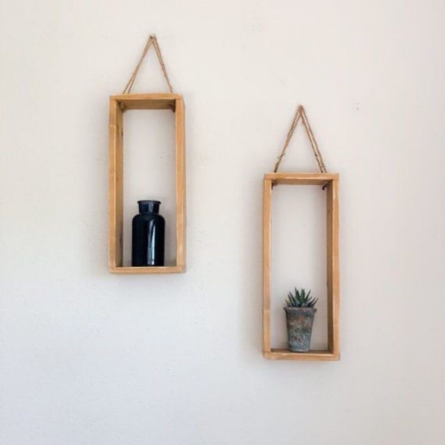 Kệ gỗ HÌNH CHỮ NHẬT treo tường trang trí phòng 10x30x10 cm. kèm dây