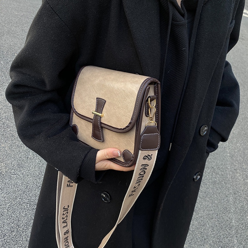 Túi đeo chéo da PU màu sắc tương phản phong cách phương Tây