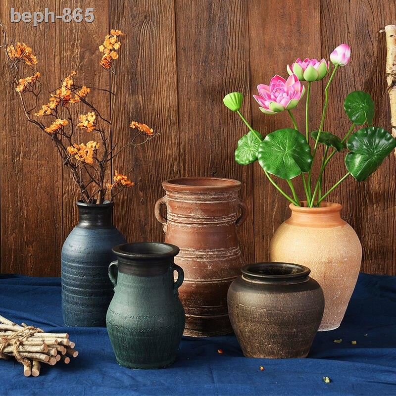 ₪ ∈ Chậu đất sét thủ công, bình hoa bằng đá, mọng nước, cổ điển, hoa, sét, nung, khô, bán giải phóng mặt