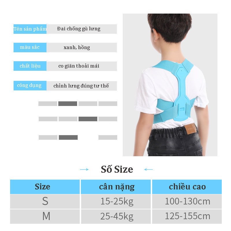 Đai chống gù lưng Trẻ em, Trị lưng Tôm cho bé LALI MART