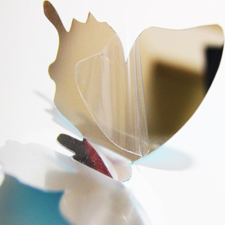 Bộ 12 miếng dán tường hình bướm 3d tráng gương