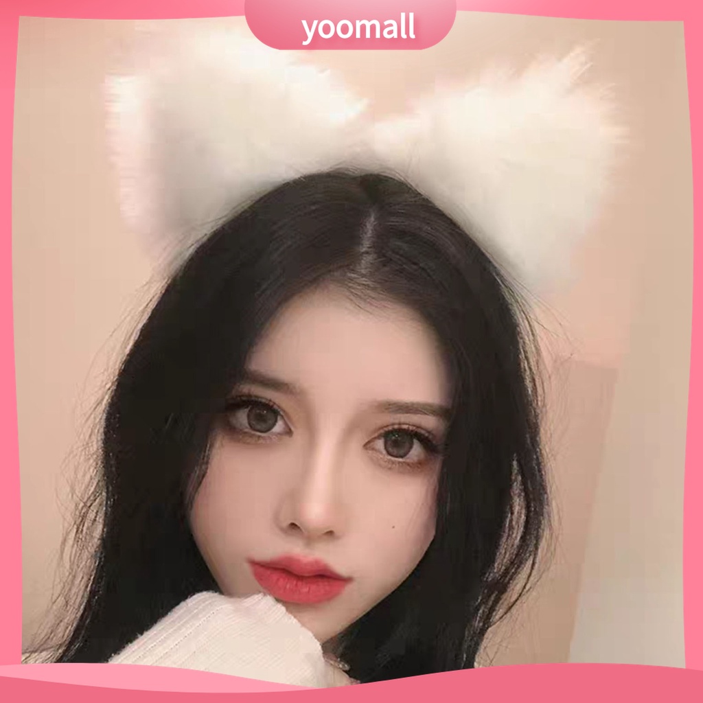 Yomall♡ Băng Đô Cài Tóc Tai Mèo Bông Dài Dễ Thương Dùng Hóa Trang Nhân Vật Anime