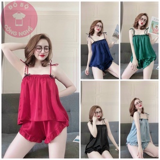 Bộ mặc nhà lụa Satin hai dây siêu sexy, nữ tính