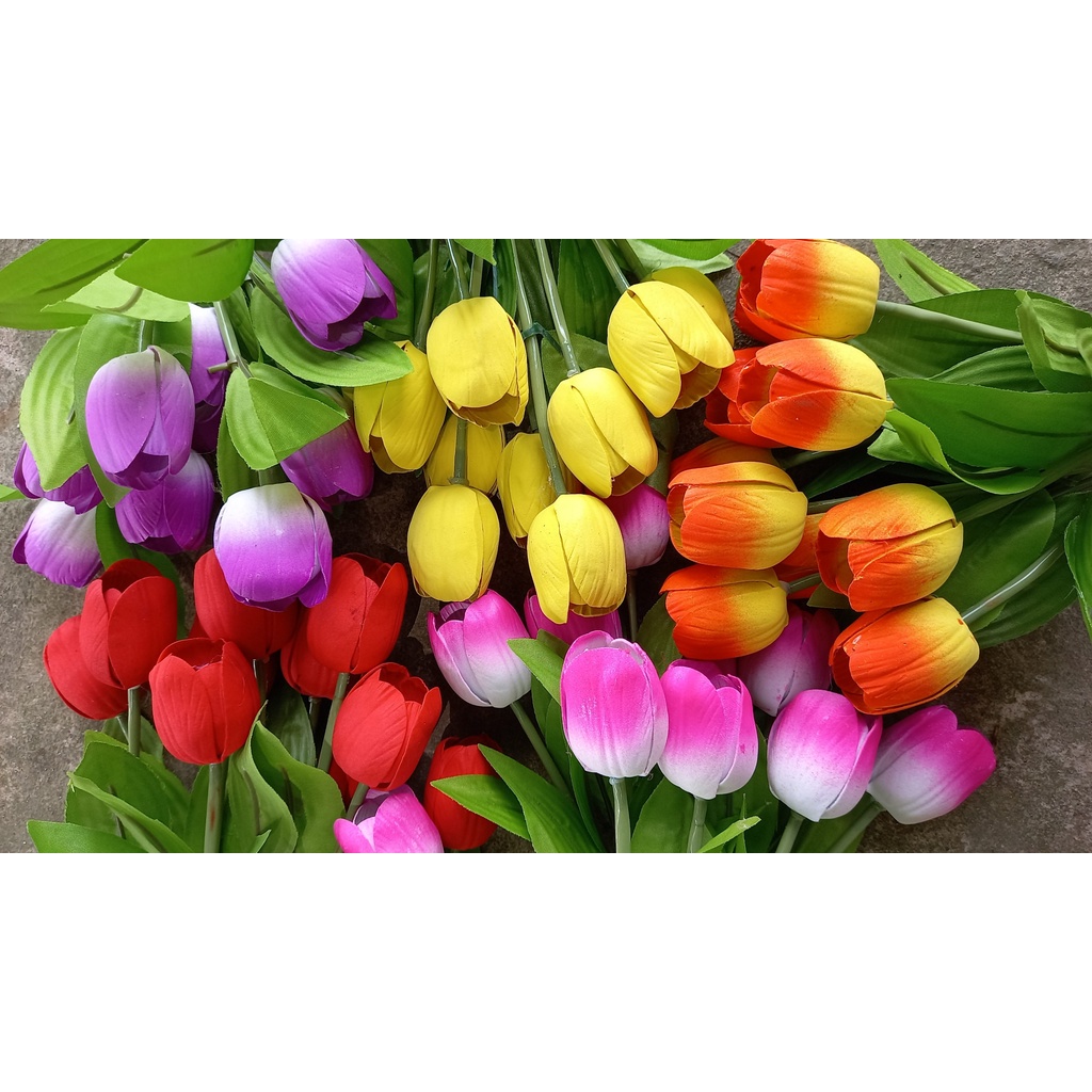 10 cây hoa Tulip giả bằng xốp cao 35cm  - Hoa giả - Hương Flower