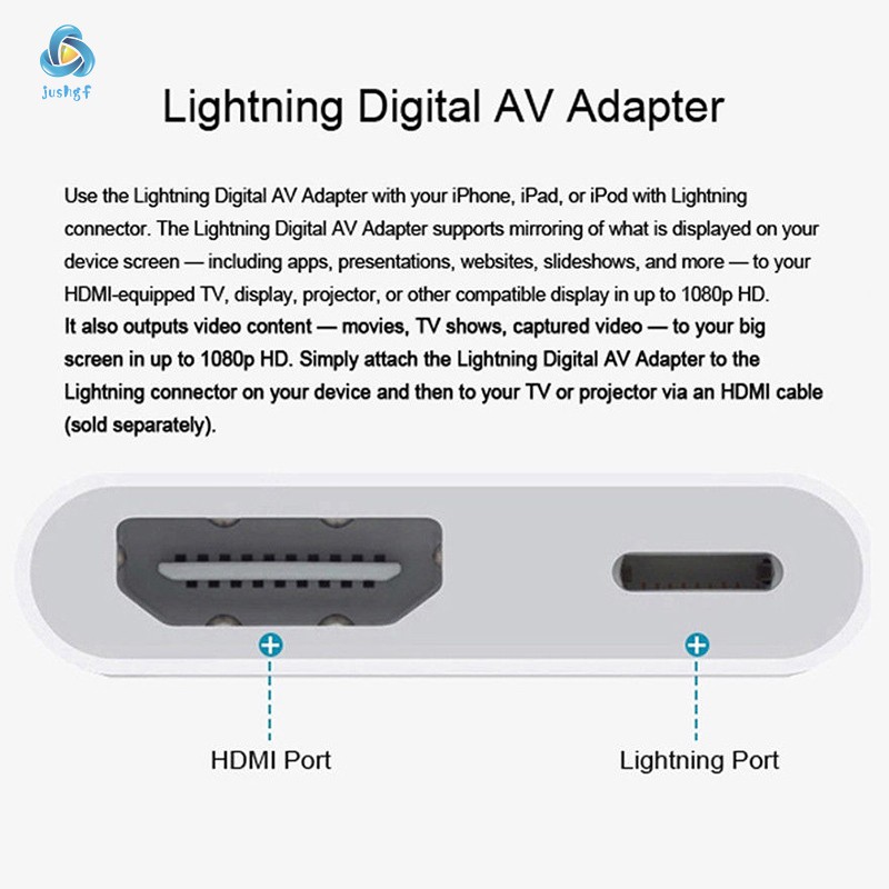 Lightning to HDMI Digital AV TV Cable HD Adapter Compatible With Apple iPhone X 8 7 6 Plus iPad