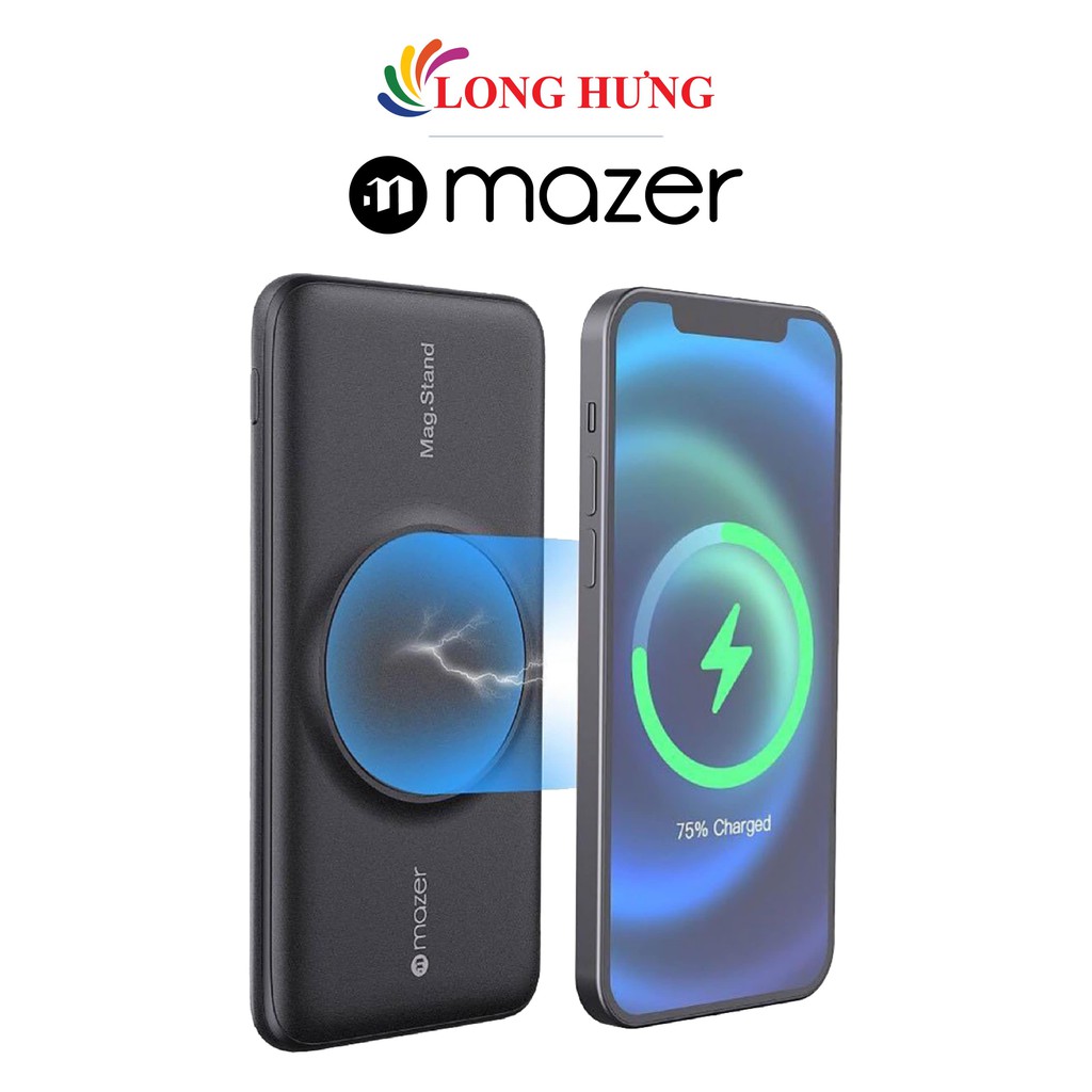 Sạc dự phòng kiêm sạc không dây Mazer Infinite.Boost MagStand 10000mAh PD22.5W QC3.0 M-EGAIR10ST - Hàng chính hãng