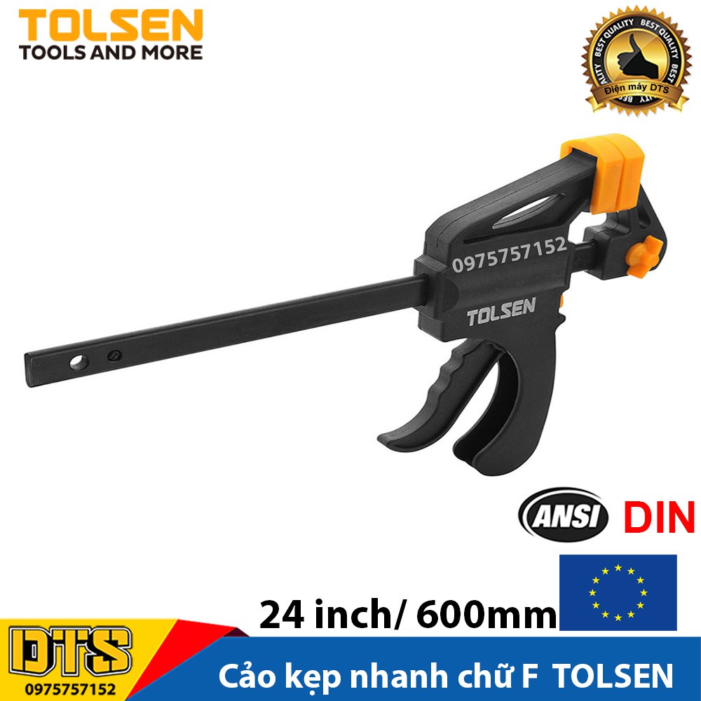 Cảo kẹp nhanh, vam gỗ kẹp nhanh chữ F TOLSEN, độ mở tối đa 24 inch/ 600mm - Tiêu chuẩn xuất khẩu Châu Âu