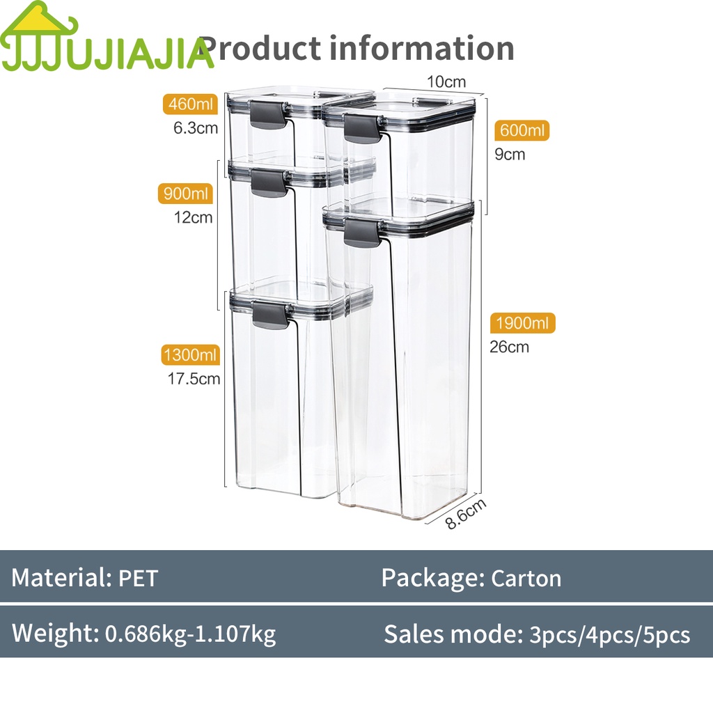 Hộp Đựng Hạt JUJIAJIA Kín Bằng Nhựa Trong Suốt Dùng Trong Nhà