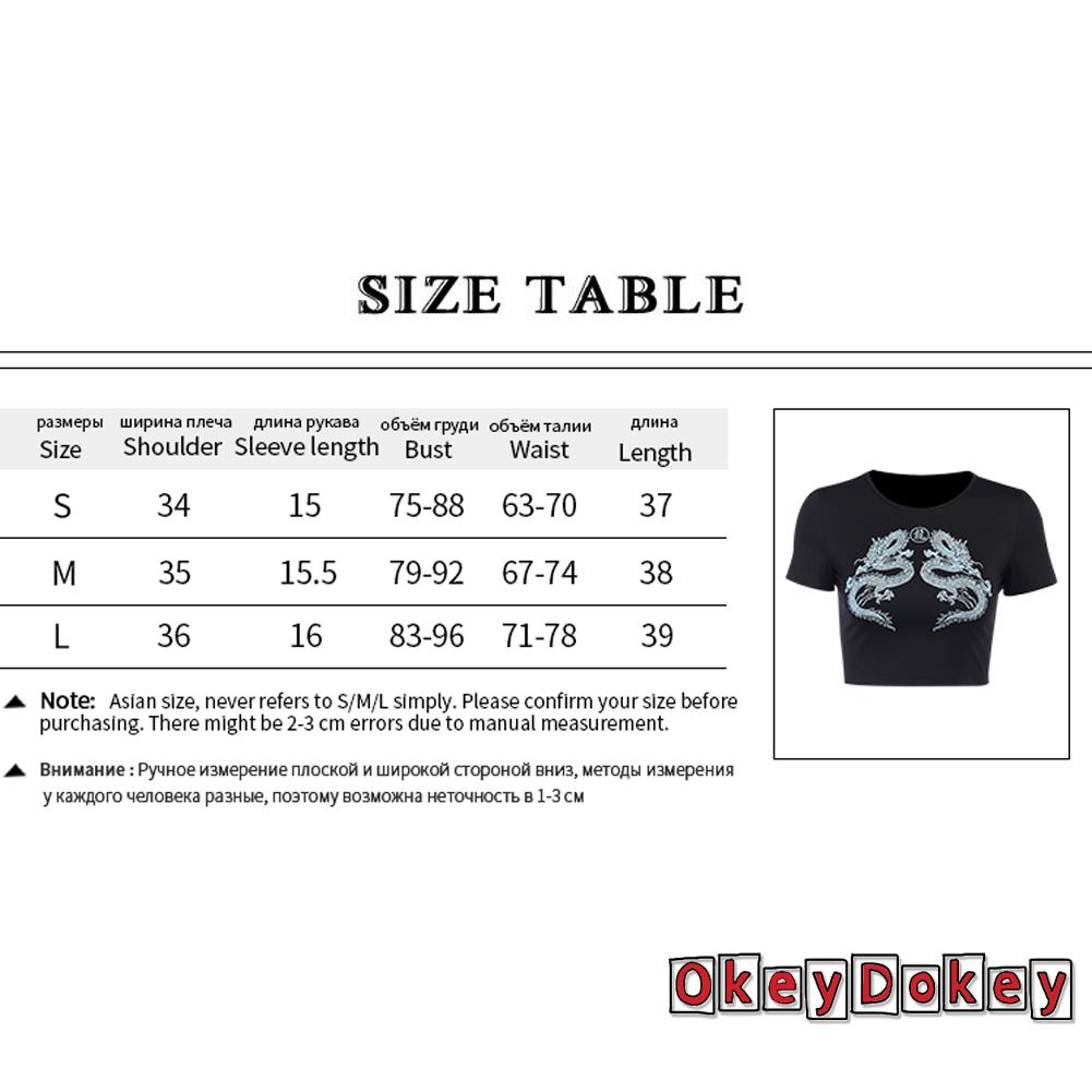 Áo croptop ngắn tay in hình rồng cá tính thời trang cho nữ y2k