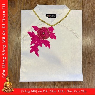 {Vàng Mã} Bộ Áo Dài Gấm Thêu Hoa Sang Trọng, Cao Cấp - Cửa Hàng Vàng Mã Sa Di Hoan Hỷ