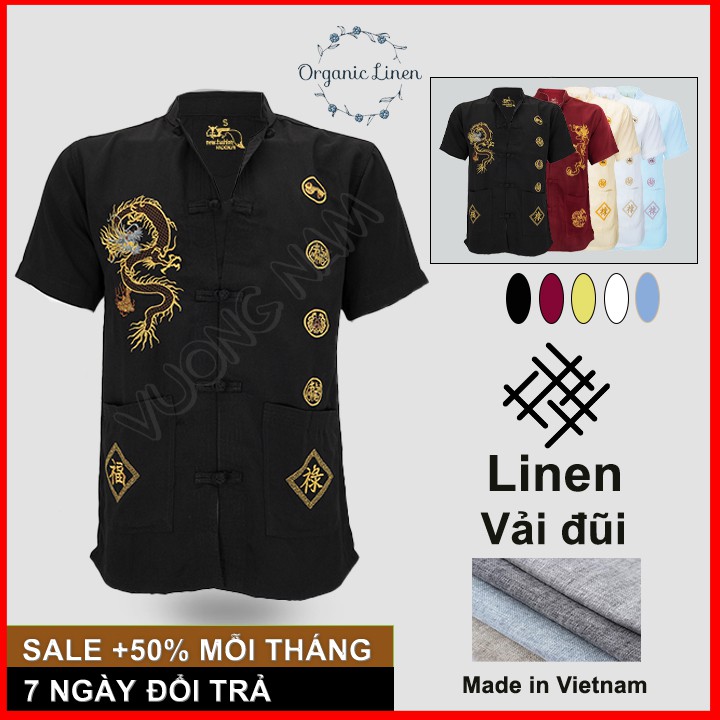 Áo Rồng Nam Trung Niên Vải Đũi