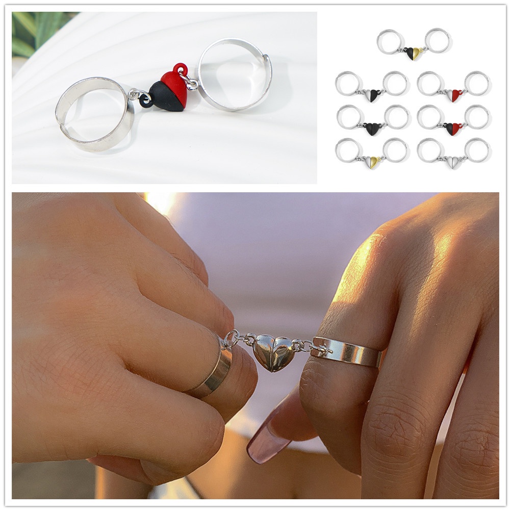 Bộ 2 Nhẫn Cặp Đôi Nam Châm Thiết Kế Đơn Giản