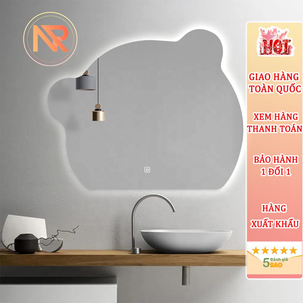Gương Gấu Treo Phòng Tắm, Bàn Trang Điểm Led Cảm Ứng Nhiều Màu 60x70cm 65x85cm