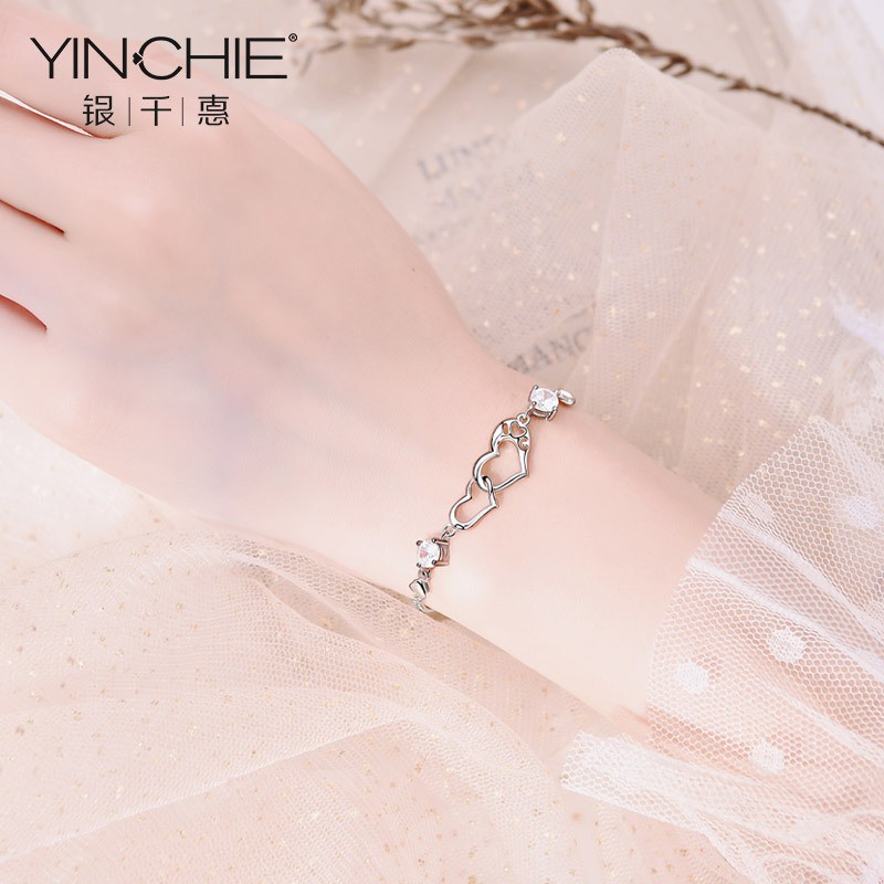 Vòng tay bạc mạ lắc tay cỏ 4 lá nữ xinh xắn đính đá pha lê lấp lánh thời trang thanh lịch | BigBuy360 - bigbuy360.vn