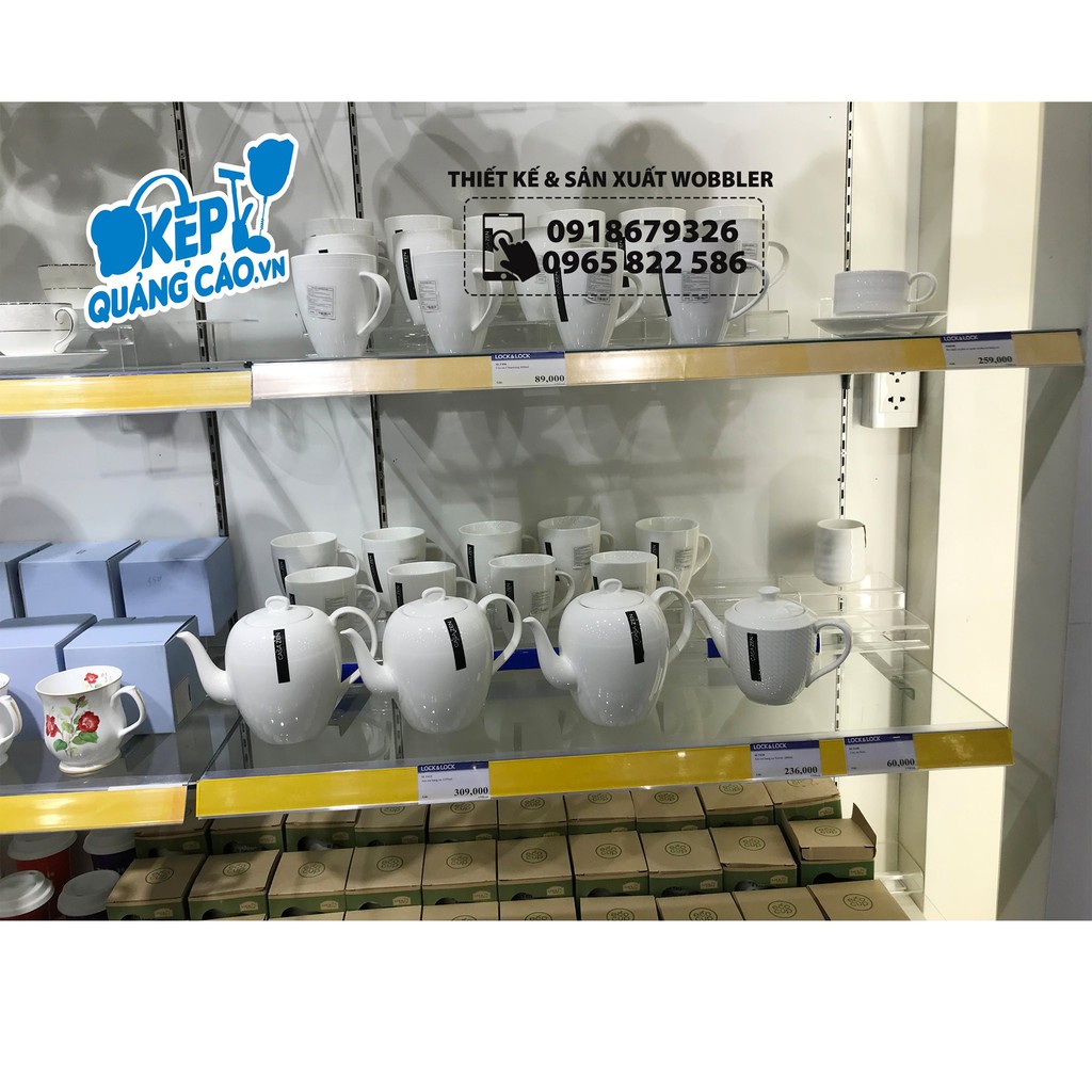 Nẹp nhựa siêu thị, Kẹp giá kệ kính 1cm.