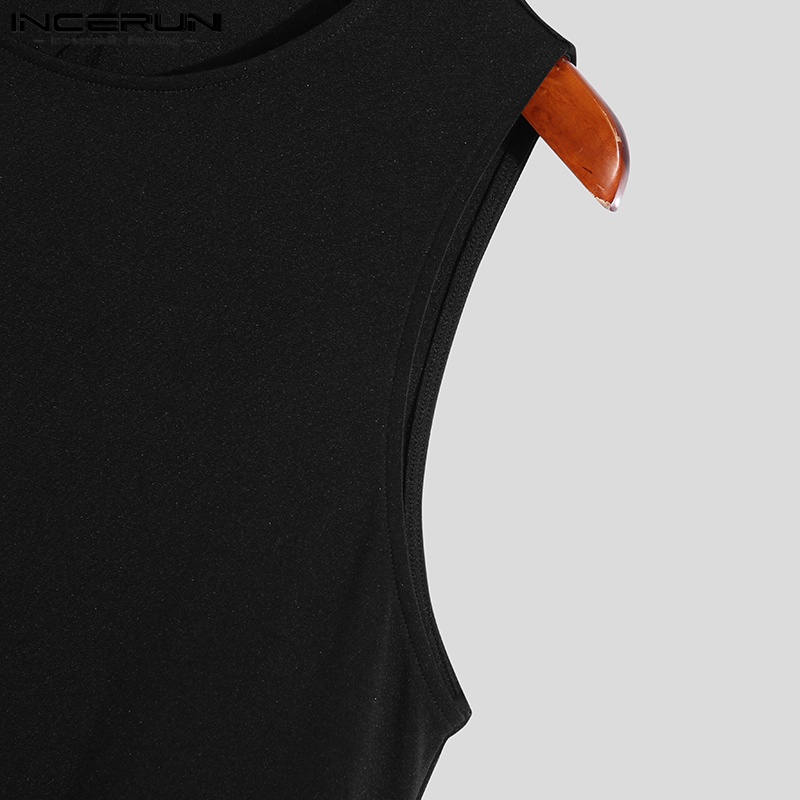 Áo ba lỗ INCERUN dáng dài phối tua rua độc đáo phong cách mùa hè năng động cho nam