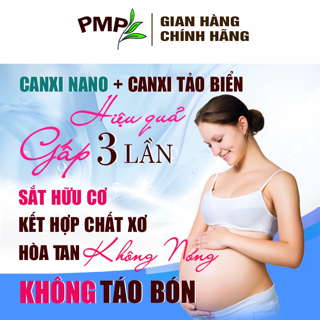 Combo Sắt Hữu Cơ Fevimom PMP Và Canxi Nano Aquamom PMP Cho Người Lớn, Phụ Nữ Mang Thai Và Cho Con Bú Không Gây Táo Bón