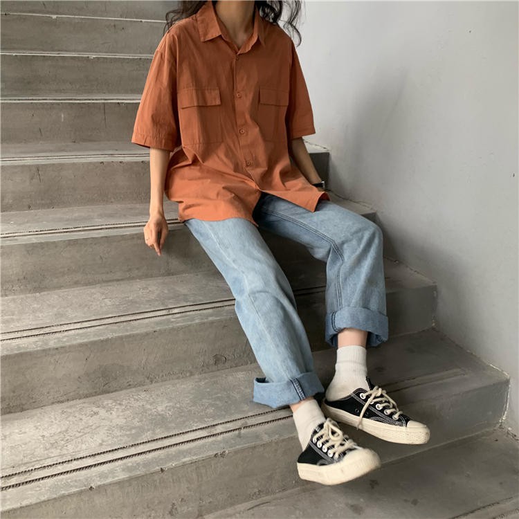 Áo sơ mi nữ Hàn Quốc Áo sơ mi nữ form rộng BASIC dễ phối đồ, phù hợp mọi Style HACHIKI Áo sơ mi nữ Bản PREMIUM