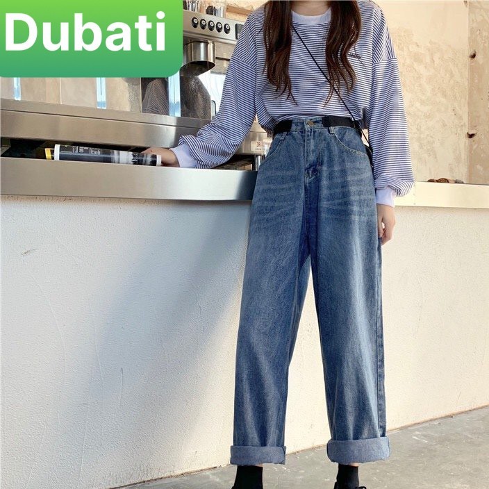 QUẦN BAGGY JEAN NỮ CHẤT BÒ XANH ỐNG SUÔNG RỘNG DÀI LƯNG CAO NÂNG MÔNG - DB 20 - DUBATI FASHION