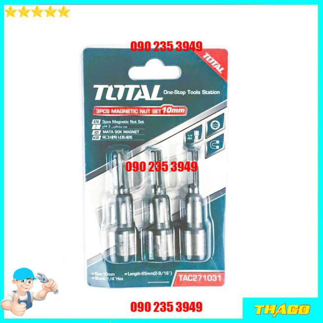 Bộ 3 mũi bắn tôn 8mm 10mm từ tính mạnh đầu bắn tole 50BV30 TOTAL 12345