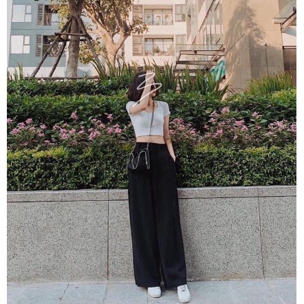 Quần suông tăm, quần suông ống rộng chất gân tăm cao cấp | BigBuy360 - bigbuy360.vn