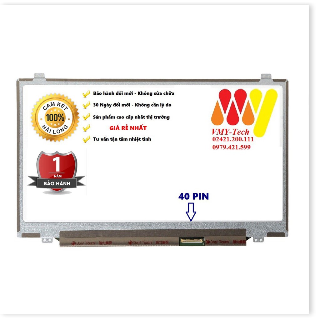 Màn Hình Laptop 14'' LED Mỏng - Slim 40 Pin ThayThế Cho Dell HP Lenovo Toshiba LG Asus