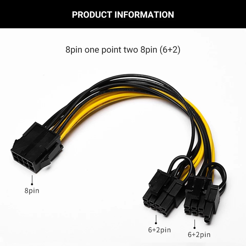 Cáp chuyển đổi VGA 8pin cái sang kép 8 pin PCIE (6 +2) Male PCIE VGA | BigBuy360 - bigbuy360.vn