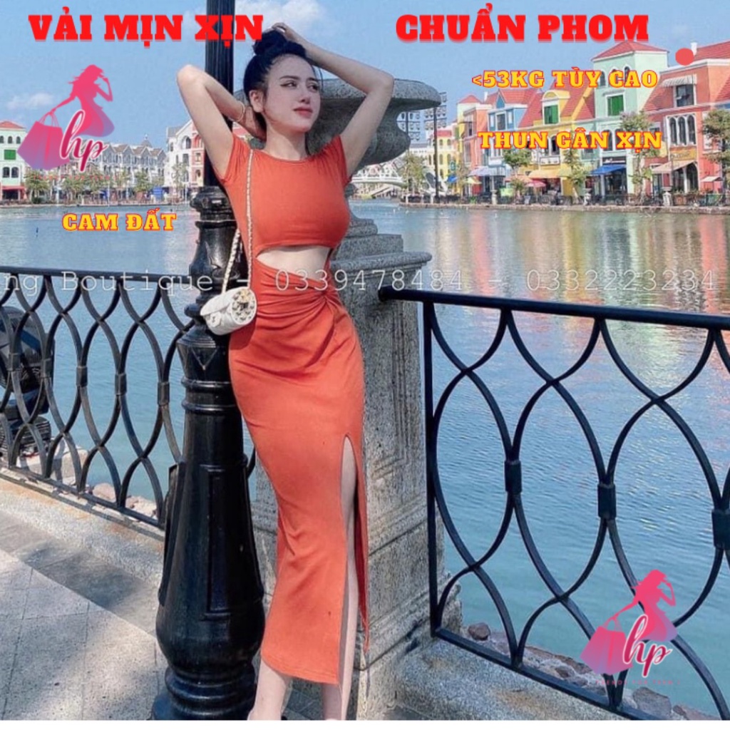 Váy đầm xẻ tà xoắn eo hở bụng khoe body nữ tay ngắn tôn dáng dự tiệc cực sang chảnh mã VD171 | BigBuy360 - bigbuy360.vn