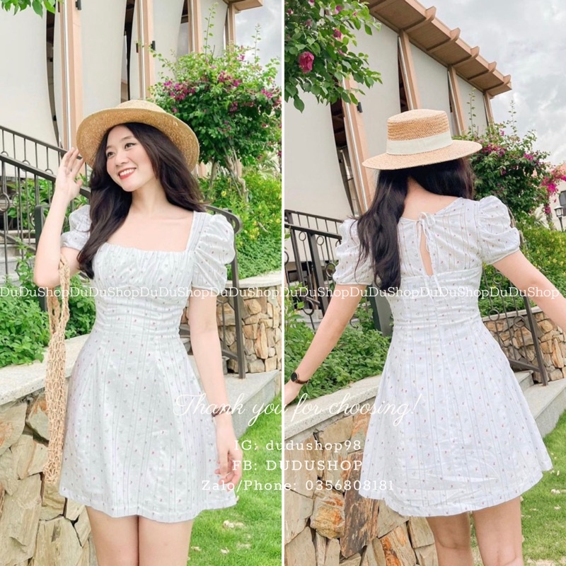 Váy Hoa Nhí Hai Lớp Dáng Ngắn Tay Bồng Tiểu Thư Xinh Xắn Dành Cho Nữ-vayhoanhi-dd65