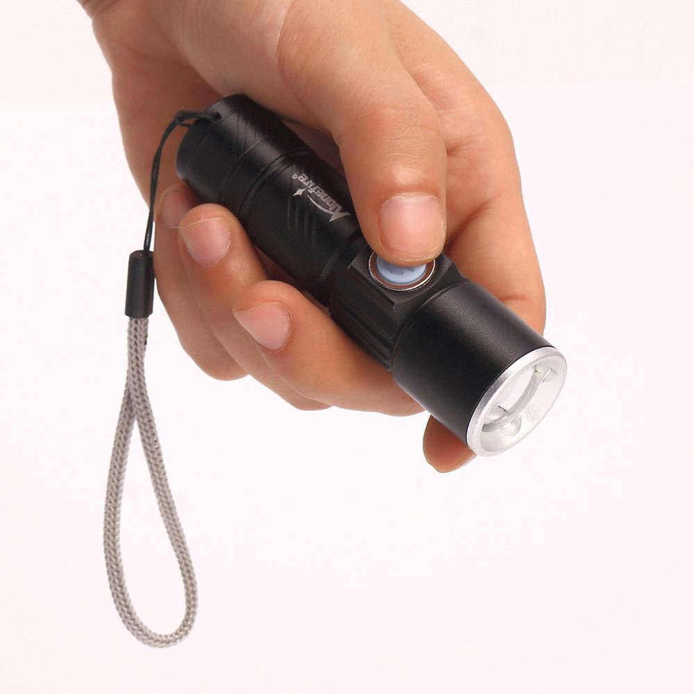 Đèn Led - Đèn pin Zoom sạc USB - Đèn pin mini cầm tay sạc USB tiện lợi, màu đen (9,3x2,6x2,4 cm)