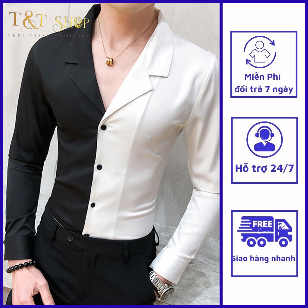 Áo sơ mi, Áo Sơ Mi nam đẳng cấp, phổi 2 màu sang trọng, cổ trễ lịch lãm, trẻ trung thu hút người nhìn MÃ-H21