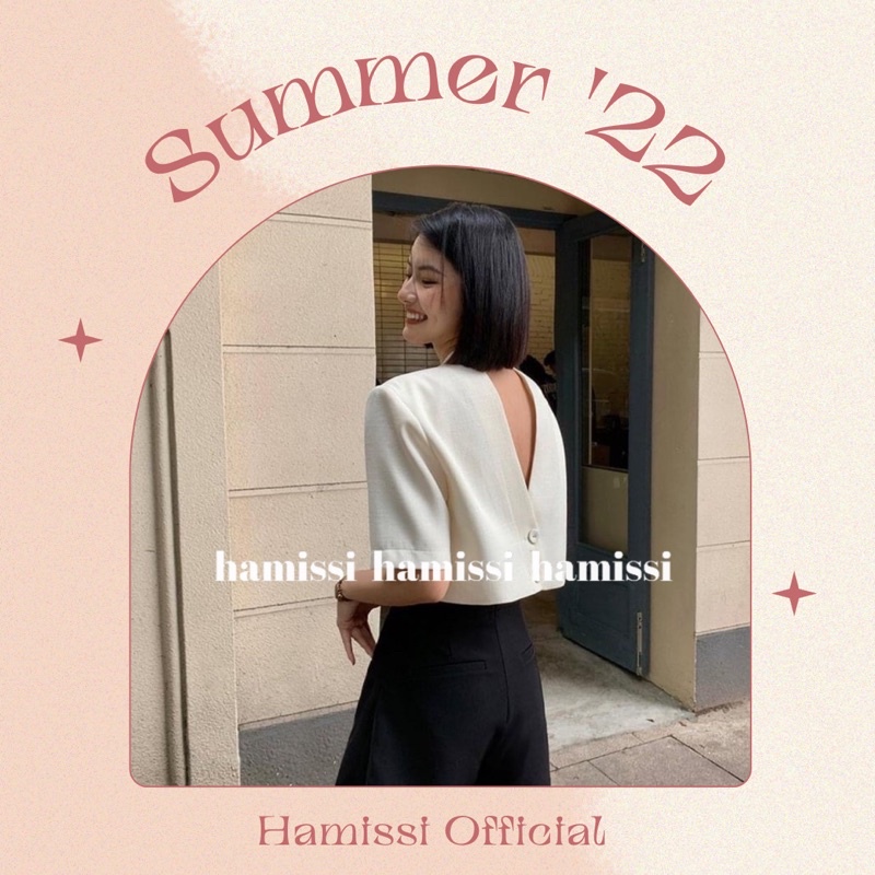 [HAMISSI] Áo blazer dáng croptop hở lưng ( hàng 2 lớp cúc bọc ) | BigBuy360 - bigbuy360.vn