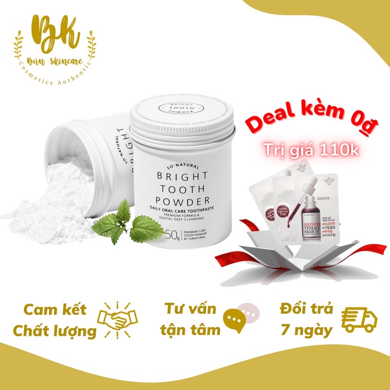 Bột Làm Trắng Răng Hỗ Trợ Làm Giảm Hôi Miệng An Toàn Hiệu Quả Nhanh Chống Bringt Tooth Powder 2in1 50g SoNatural