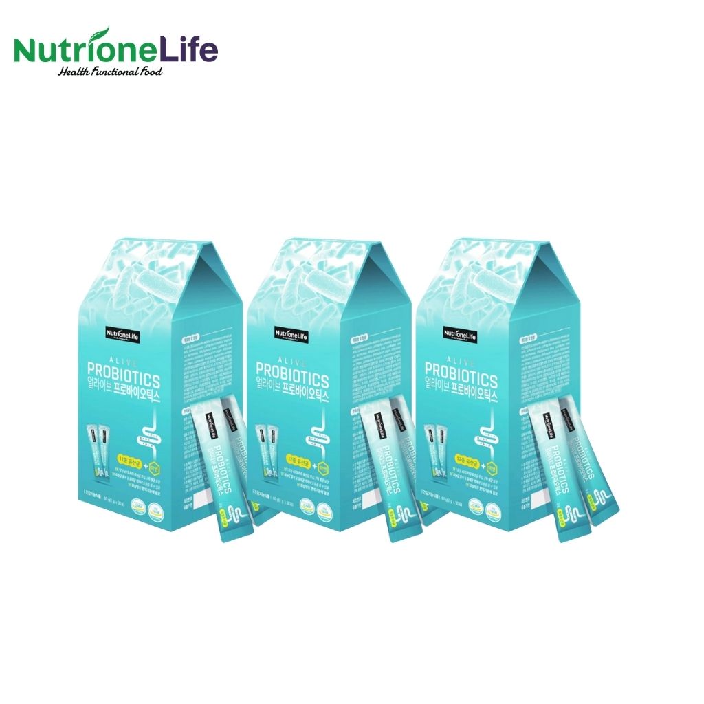 COMBO 3 Hộp Men Vi Sinh Alive Probiotics 12 Chủng Lợi Khuẩn Và Kẽm Giúp Tiêu Hóa Khỏe, Tăng Hấp Thu 2g/Gói