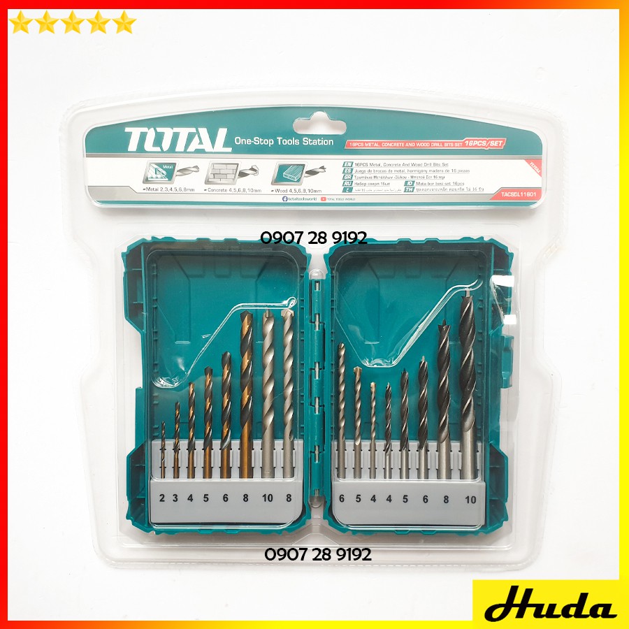 TOTAL BỘ MŨI KHOAN SẮT BÊ TÔNG GỖ 16 CHI TIẾT TACSDL11601 POI