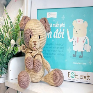 Thú bông len Bobicraft - Chó nâu - Đồ chơi an toàn Quà tặng bé