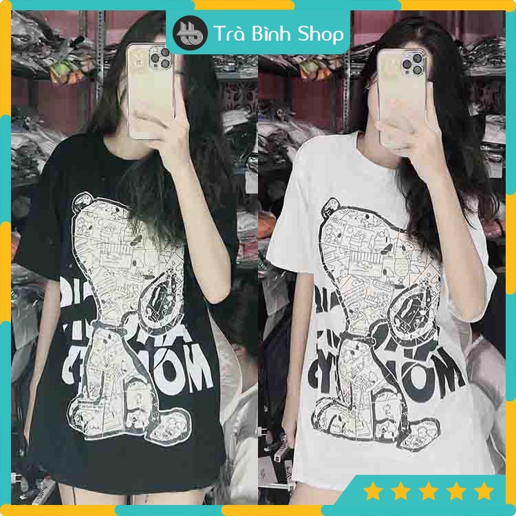Áo phông chú chó snoopy cổ tròn tay lỡ Áo thun cotton thoáng mát