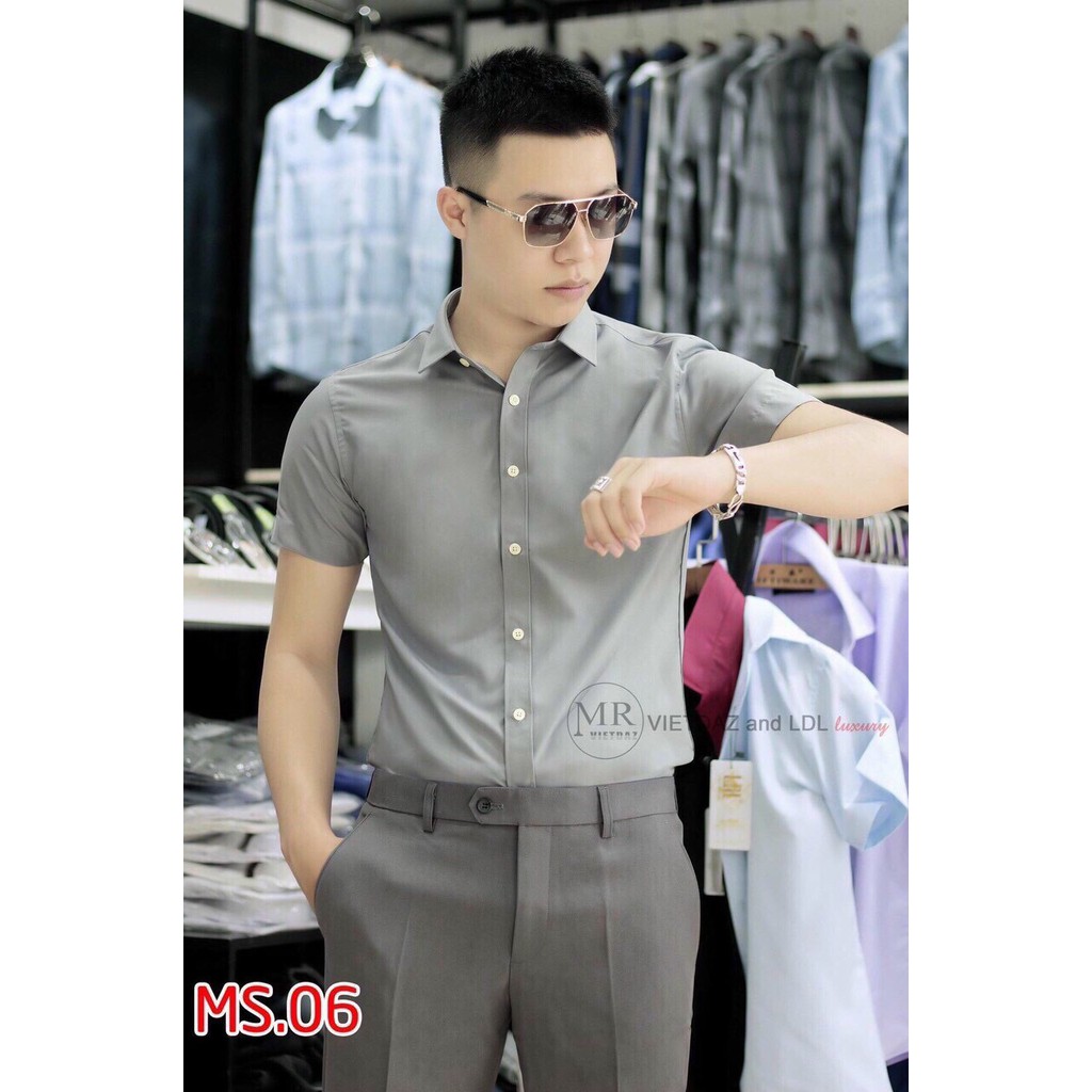 Áo Sơ Mi Nam Trơn Ngắn Tay 🔵 𝐅𝐑𝐄𝐄 𝐒𝐇𝐈𝐏 🔵 Áo Sơ Mi Nam Đẹp Vải Lụa Trơn Co Giãn Thời Trang Hpfashion - Asmnhp03 | BigBuy360 - bigbuy360.vn