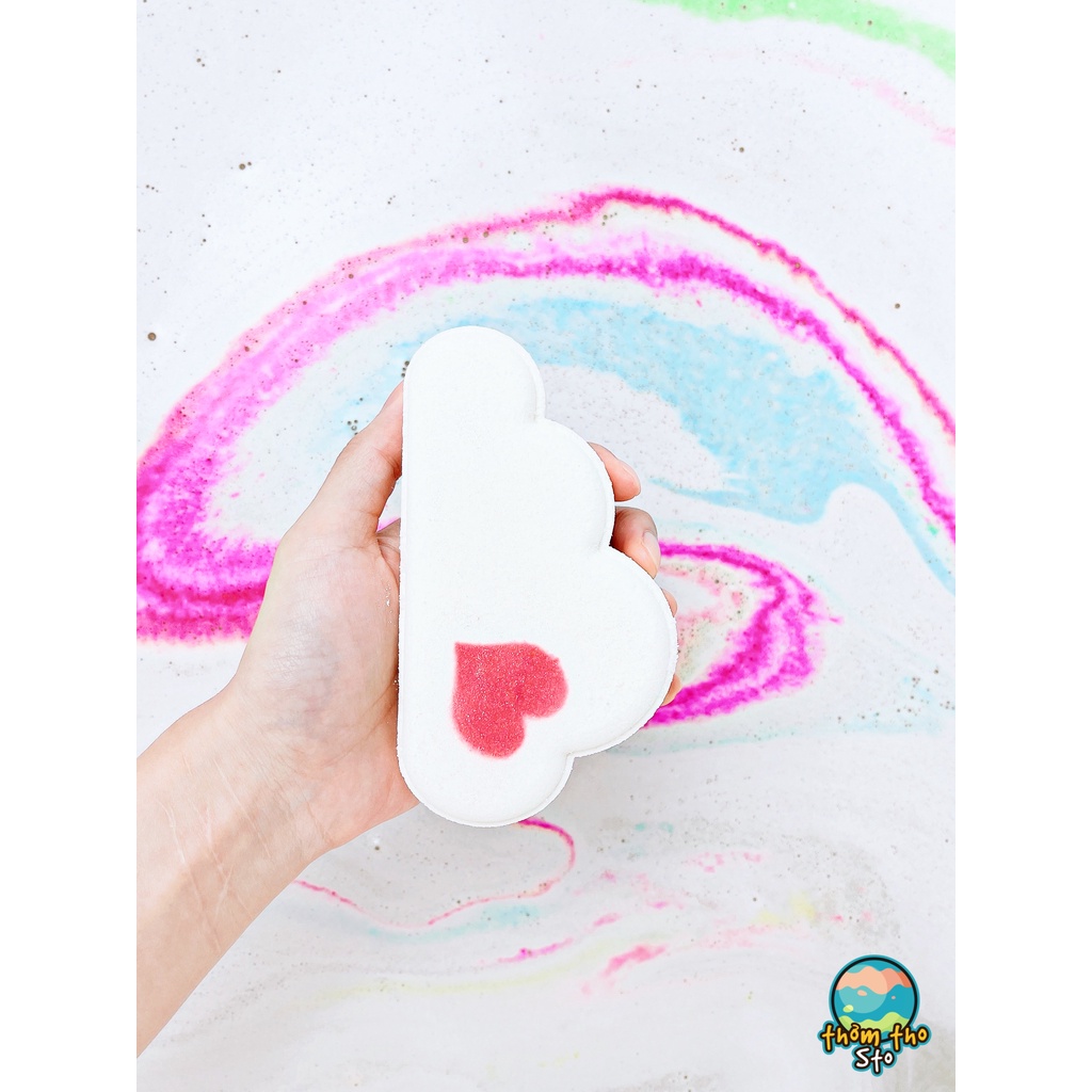 Bom tắm, viên sủi bồn tắm sủi màu sắc MÂY CẦU VỒNG bath bomb, 190 gram