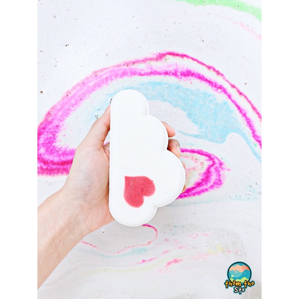 Bom tắm, viên sủi bồn tắm sủi màu sắc MÂY CẦU VỒNG bath bomb, 190 gram