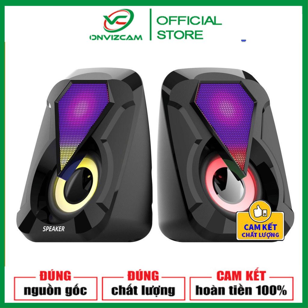 Loa máy tính E-1053, Loa vi tính mini để bàn cao cấp âm thanh siêu trầm có đèn led đổi màu cực chất 1053