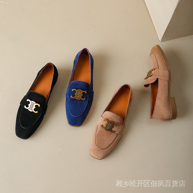 Ins Original!Giày Búp Bê Mũi Vuông Phong Cách Mới F4SO