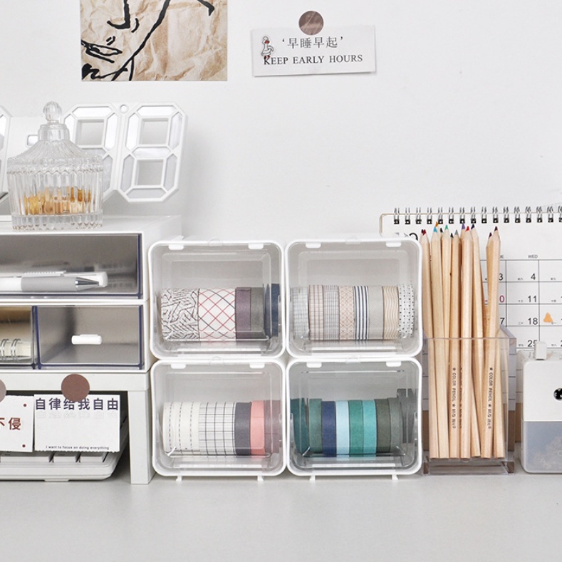 Hộp Đựng Băng Keo Mini Trong Suốt Để Bàn Tiện Dụng