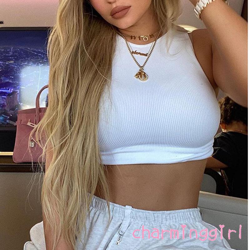 Áo Croptop Không Tay Màu Trơn Thời Trang Cho Bạn Nữ