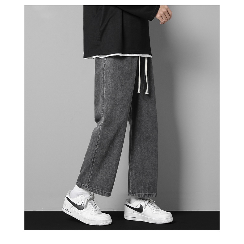 Quần jean ống rộng thẳng unisex phong cách hongkong mặc đi học đi làm J202
