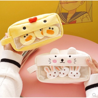 Plush cute pencil case large-capacity pencil case little fairy creative personality funny simple female ins style