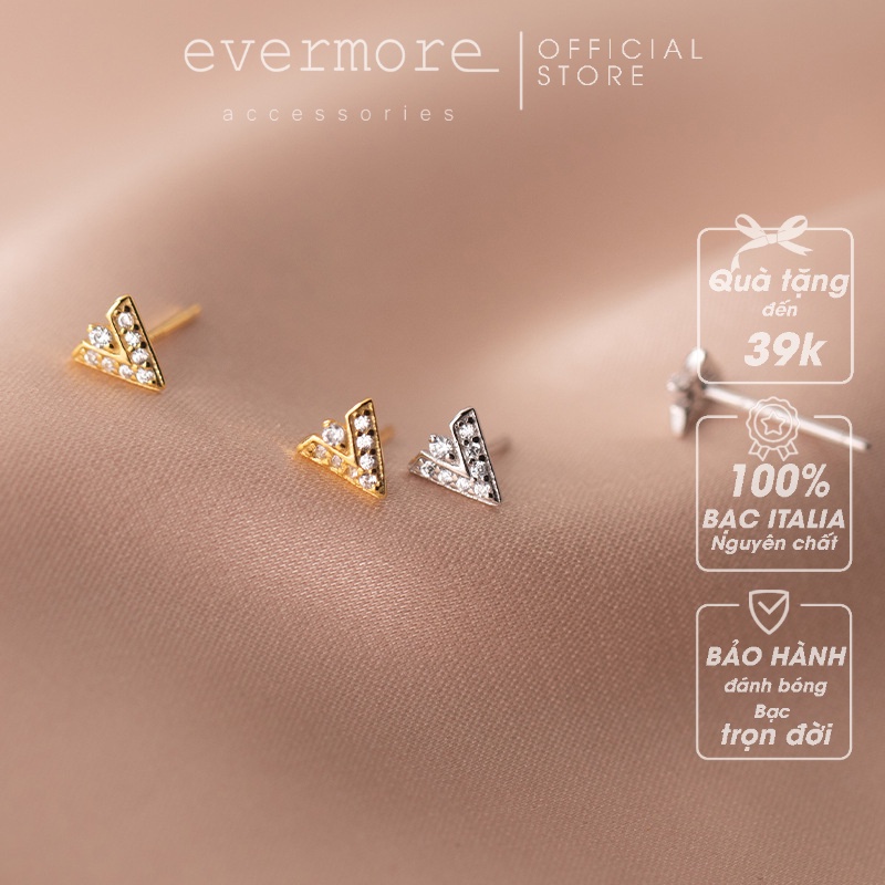 Bông tai bạc EVERMORE, khuyên tai Victoria bạc ý 925 nguyên chất, phong cách minimalism, thanh lịch - H015